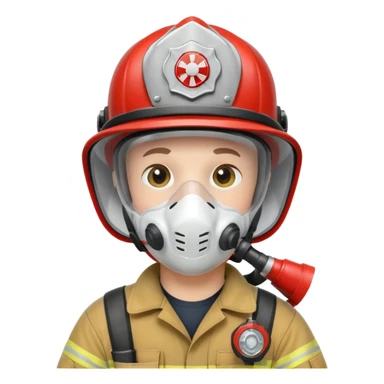 Firefighter with white respiratory protection sticker