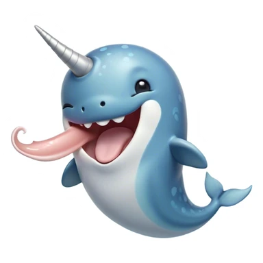 Cinematic Cute Yawning Narwhal Portrait Emoji, Head tilted slightly with a dramatic, wide-open yawn, showcasing a sleek, graceful form and a subtly curved tusk, sleepy eyes half-closed in drowsy contentment, Simplified yet irresistibly adorable features, highly detailed, glowing with a soft, cozy oceanic glow, high shine, relaxed yet expressive, stylized with a touch of whimsical charm, bright and endearing, soft glowing outline, capturing the essence of a drowsy yet affectionate sea guardian that seems ready to drift out of the screen for a nap! sticker