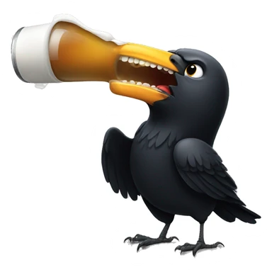 Crow chugging a beer sticker