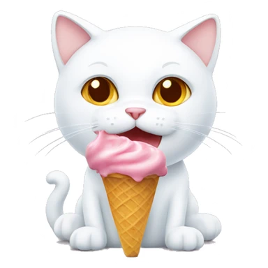 White cat eating icecream  sticker