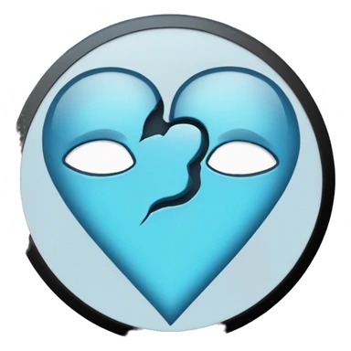 Broken heart having colour half part lightblue and other half part black with black border and light blue background  sticker