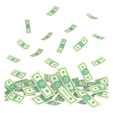 dollar bills raining from cloudy sky sticker