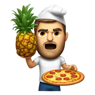 Angry italian burning a pineapple pizza sticker