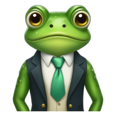 Cute frog with charming eyes and cute face with a tie dressed well sticker