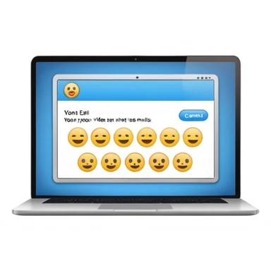 laptop emoji with screen featuring personal website layout: header, project thumbnails, contact button sticker