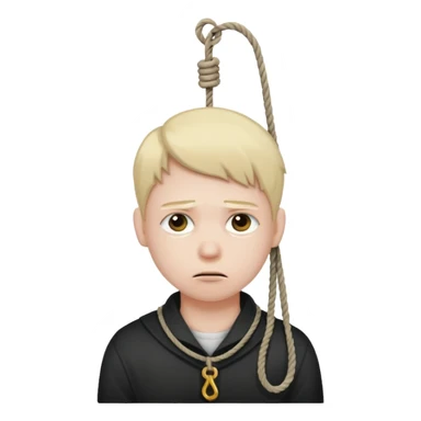 😔 with noose around neck sticker