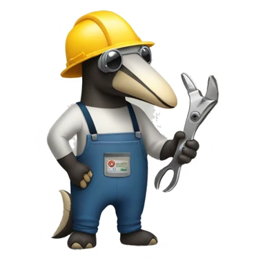 The anteater is wearing a welder's mask and has pliers in his hands sticker
