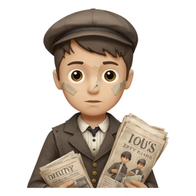 Victorian era poor paper boy sticker