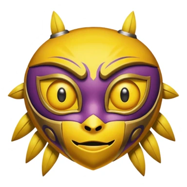 majoras mask mixed with the eyebrow raised emoji sticker