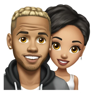 Hyper Realistic Chris Brown and beautiful Karruche Tran  sticker