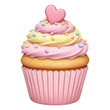 cupcake with hearts and sprinkles in soft pink, beige and yellow pastel colors sticker