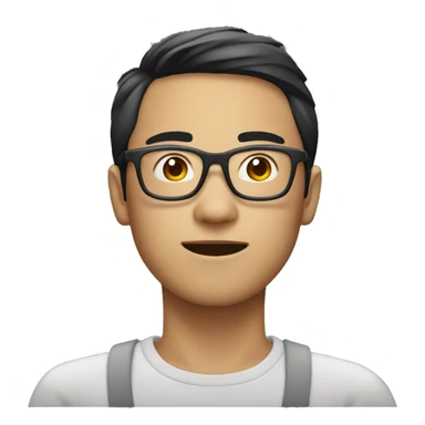 young Asian man with glasses and longish hai sticker