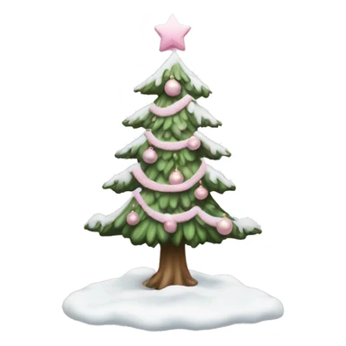 christmas tree with snow and pale pink ornaments  sticker