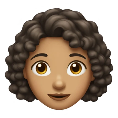 A girl with dark brown mild Curley hair with two dimples below her nose but above her lip and another dimple under her right eye  sticker