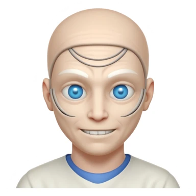 mutant test subject portrait, head and shoulders only, third eye on forehead, pale skin, creepy calm smile, lab experiment style, 3D cartoon, mobile game icon style, clean background, no text, no watermark

 sticker