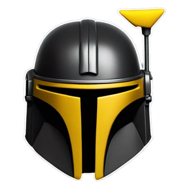 Mandalorian helmet black and yellow with antenna sticker
