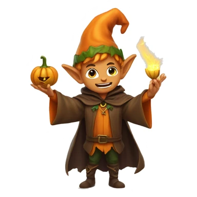 pumkin elf male casting a spell sticker