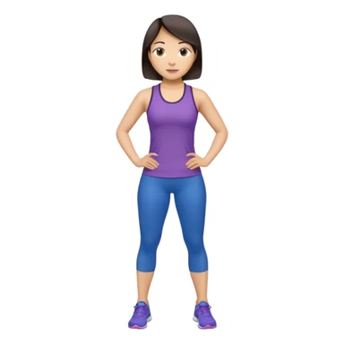 Asian women shining confident full body silm work out sticker