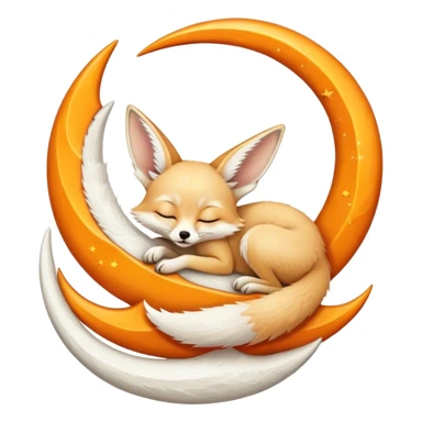 fennec sleeping on a moon sickle  sticker