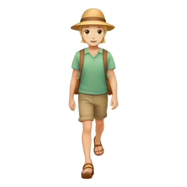 somone walking in a garden on a path with flower and trees around him sticker