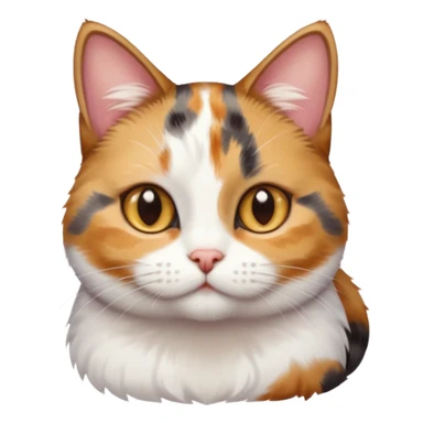 torbie and white cat with small head, hazel eyes, and short but chubby body sticker