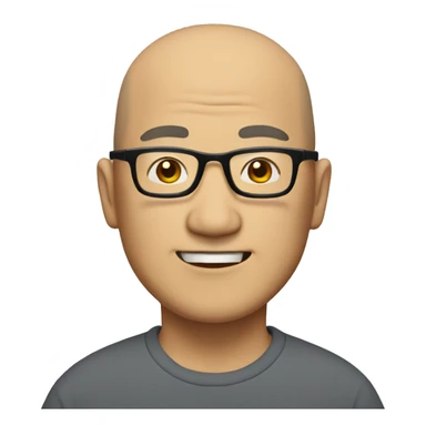 middle aged bald asian man with glasses sticker