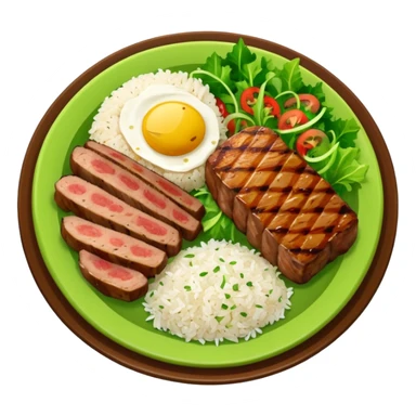 Brazilian dish with salad, rice and meat sticker