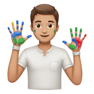 happy man painting a picture full body sticker