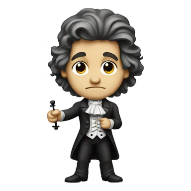 Chibi Beethoven standing stern face banjo sticker