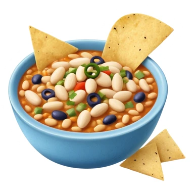 White bean chicken chili with blue chips sticker