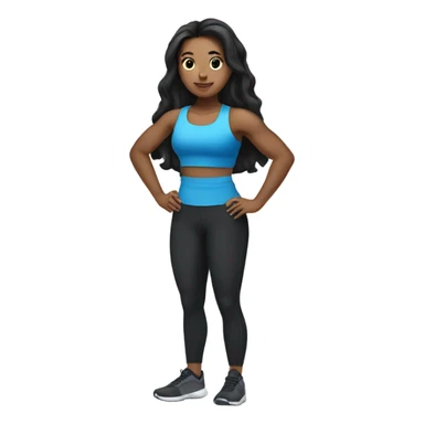 Pale skin tone girl with long black hair working out in the gym sticker