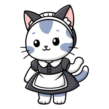 Cat with maid costume  sticker