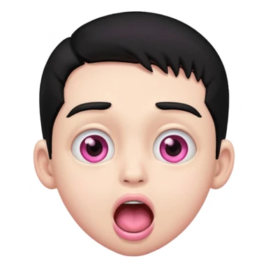 Boy with black hair, pink eyes rolled back, mouth open drooling  sticker