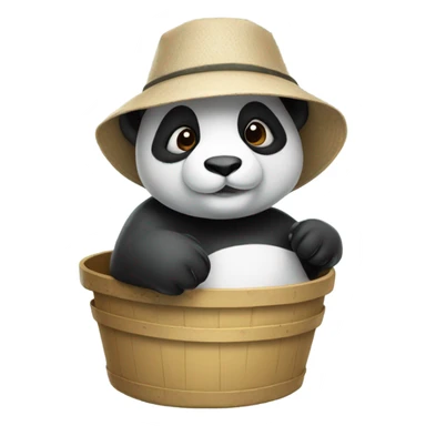 Panda wearing bucket hat sticker