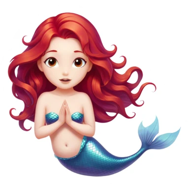 Cinematic Realistic Red Hair Mermaid Portrait, head tilted playfully and inquisitively, showcasing an ethereal form with finely detailed, flowing red hair against luminous porcelain skin. Her bright, curious eyes sparkle like hidden gems beneath the gentle caress of underwater light, rendered with lifelike clarity and warm, filtered illumination—capturing the essence of a spirited mermaid ready to splash playfully into your imagination. sticker