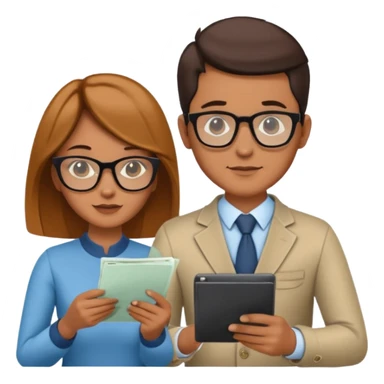 stylish looking husband and wife avatars reviewing their finances together  sticker