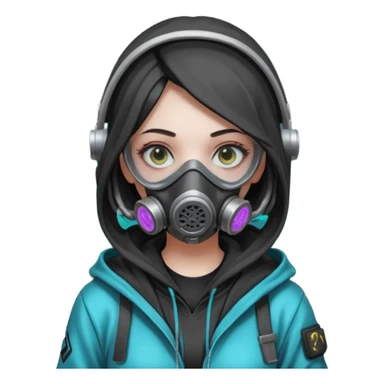 cyberpunk gasmask girl programmer sticker
