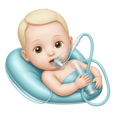 bebe com tubo para respirar sticker