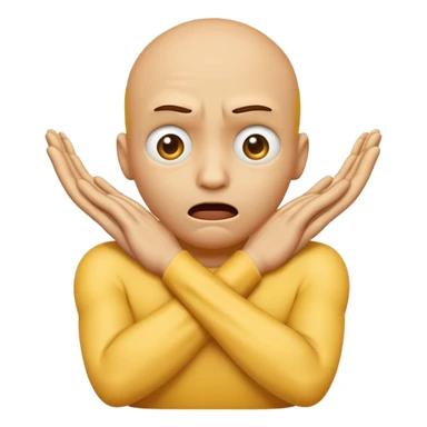 Yellow face emoji strangling itself with 2 arms crossed and hands saround neck and eyes looking up in fear sticker