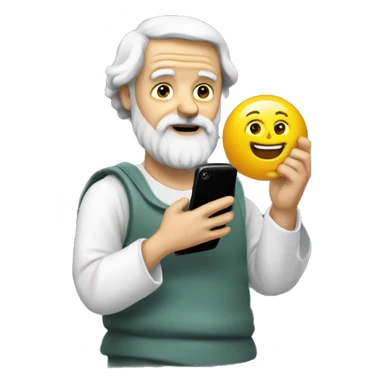 Aristotle holds a cell phone in his hand sticker