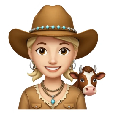 smiling ma with necklace and cow boy hat  sticker