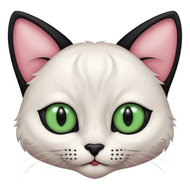 Chat noir et blanc avec des yeux verts et l' intérieur des oreilles roses sticker