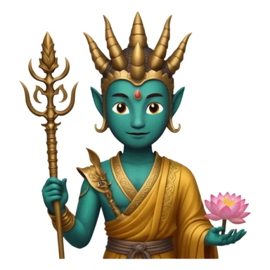 man with dragon head, scepter, buddhism, lotus sticker