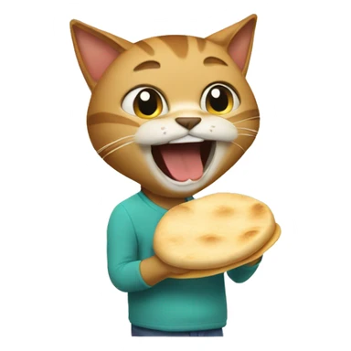 Crazy cat eating pita bread sticker