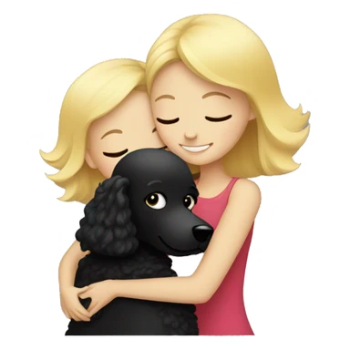 Blonde girl hugs black poodle sticker