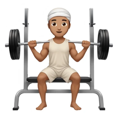 brown muslim man pushing weight wearing thobe on bench press sticker