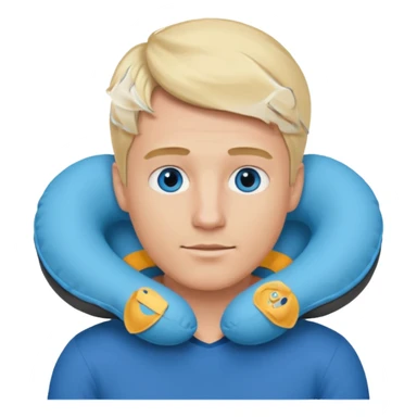 blonde man using travel neckpillow  sticker
