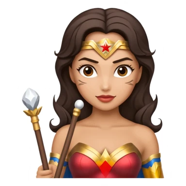 Wonder Woman holding white orchestra baton sticker