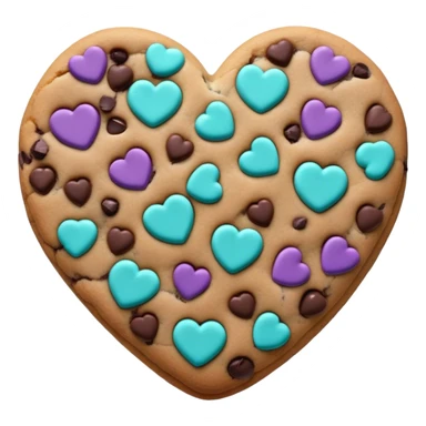 Purple and teal chocolate chip cookie heart sticker