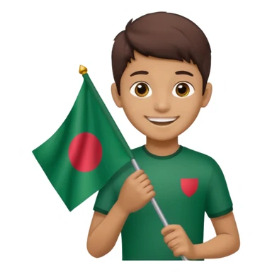 A boy is standing with the flag of Bangladesh 🇧🇩 sticker